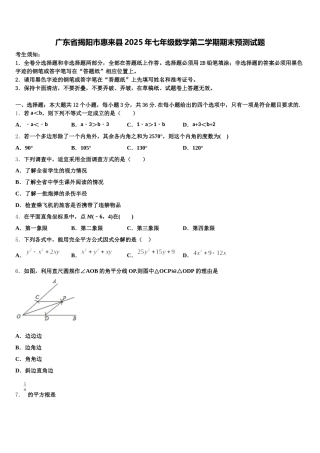 广东省揭阳市惠来县2025年七年级数学第二学期期末预测试题含解析