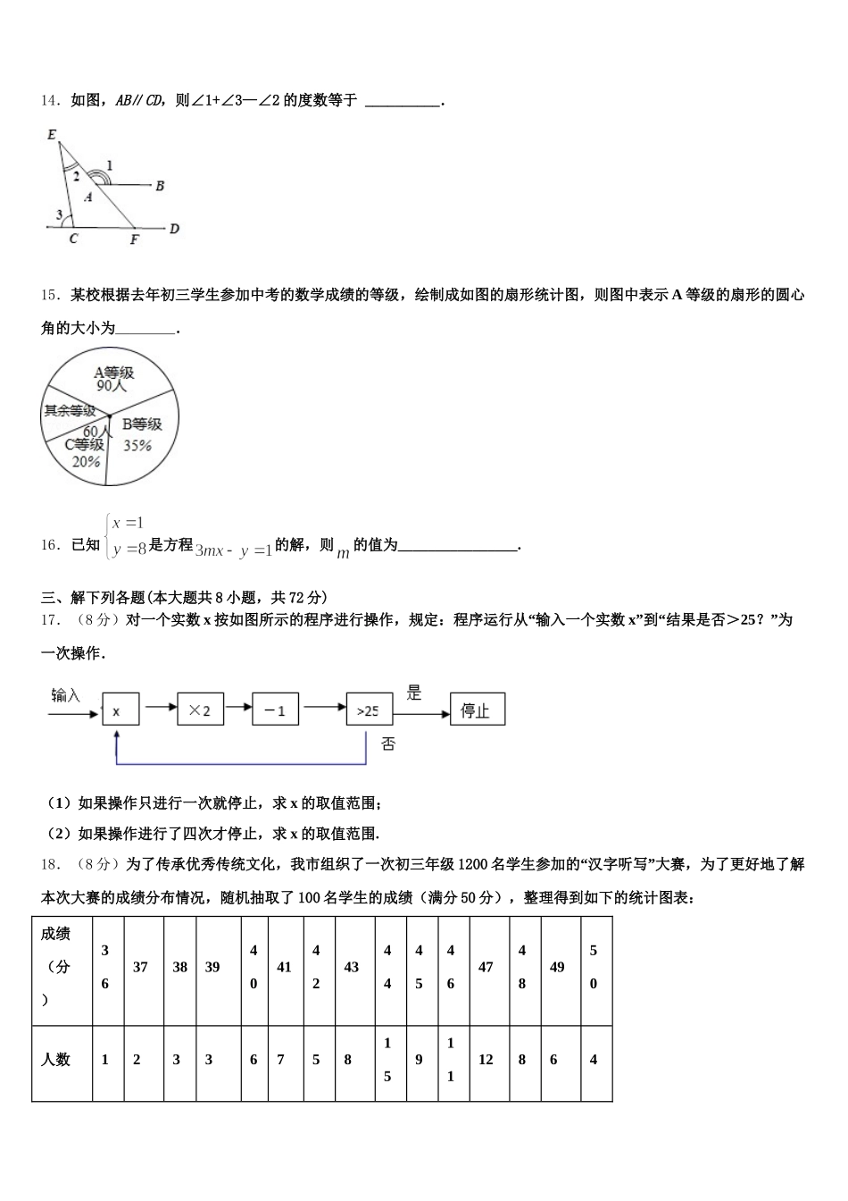 江门市重点中学2024-2025学年数学七下期末学业水平测试试题含解析_第3页