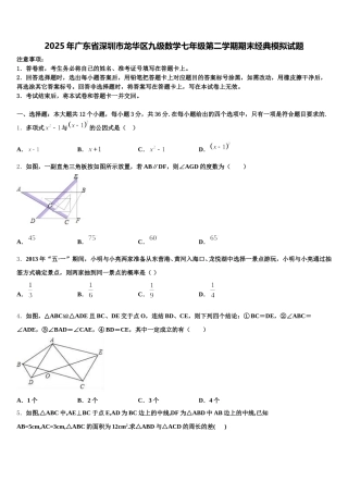 2025年广东省深圳市龙华区九级数学七年级第二学期期末经典模拟试题含解析