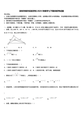 深圳市锦华实验学校2025年数学七下期末联考试题含解析