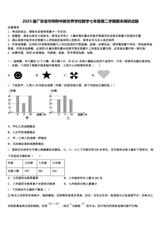 2025届广东省华师附中新世界学校数学七年级第二学期期末调研试题含解析