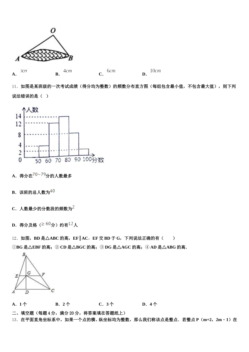 广东省广州市天河区暨南大附中2025届七下数学期末达标检测试题含解析_第3页