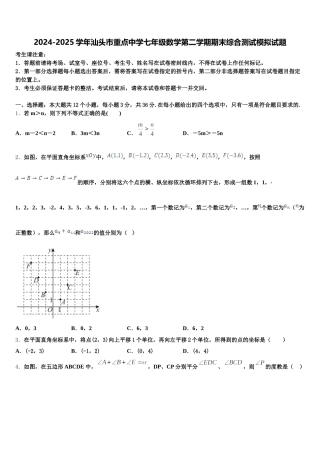 2024-2025学年汕头市重点中学七年级数学第二学期期末综合测试模拟试题含解析
