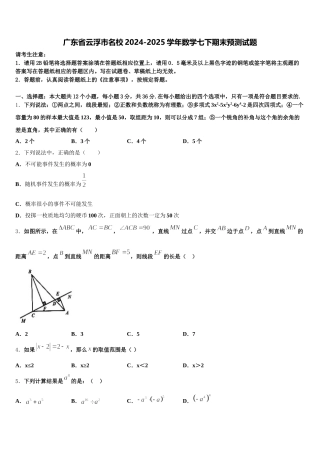 广东省云浮市名校2024-2025学年数学七下期末预测试题含解析