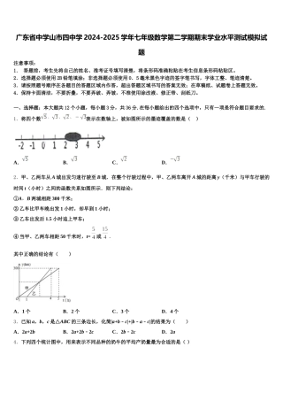 广东省中学山市四中学2024-2025学年七年级数学第二学期期末学业水平测试模拟试题含解析