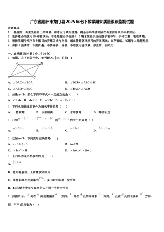 广东省惠州市龙门县2025年七下数学期末质量跟踪监视试题含解析