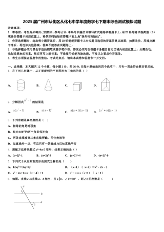 2025届广州市从化区从化七中学年度数学七下期末综合测试模拟试题含解析