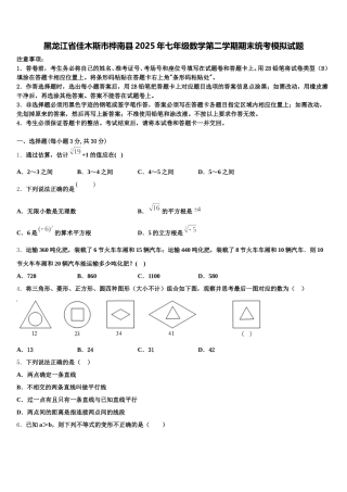 黑龙江省佳木斯市桦南县2025年七年级数学第二学期期末统考模拟试题含解析