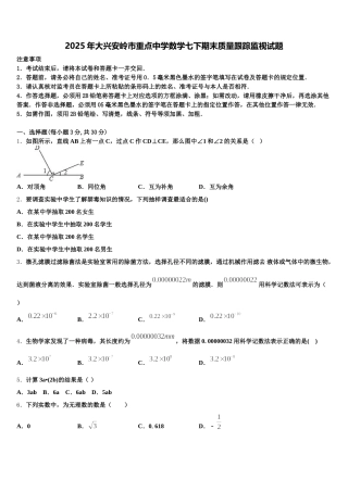 2025年大兴安岭市重点中学数学七下期末质量跟踪监视试题含解析