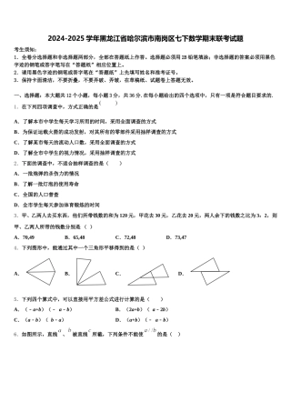 2024-2025学年黑龙江省哈尔滨市南岗区七下数学期末联考试题含解析