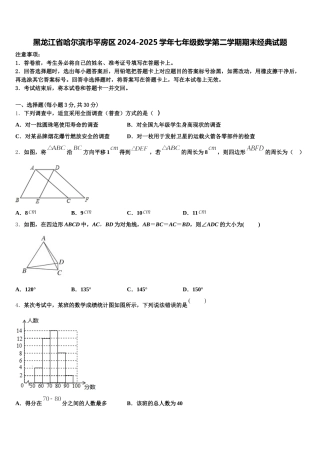 黑龙江省哈尔滨市平房区2024-2025学年七年级数学第二学期期末经典试题含解析