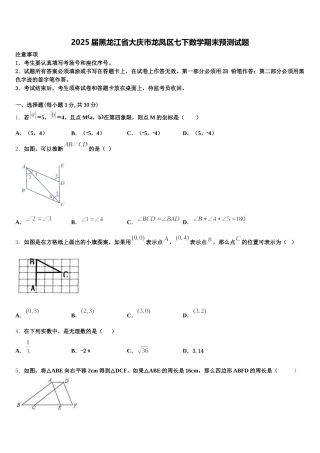 2025届黑龙江省大庆市龙凤区七下数学期末预测试题含解析