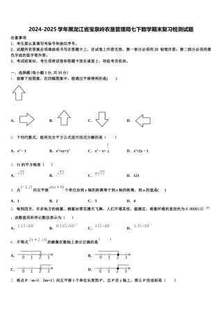 2024-2025学年黑龙江省宝泉岭农垦管理局七下数学期末复习检测试题含解析