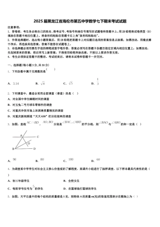 2025届黑龙江省海伦市第五中学数学七下期末考试试题含解析