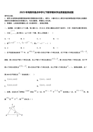 2025年鸡西市重点中学七下数学期末学业质量监测试题含解析