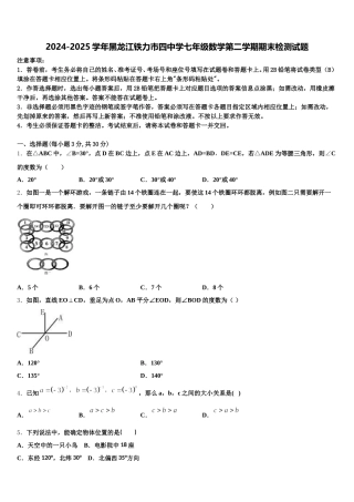 2024-2025学年黑龙江铁力市四中学七年级数学第二学期期末检测试题含解析