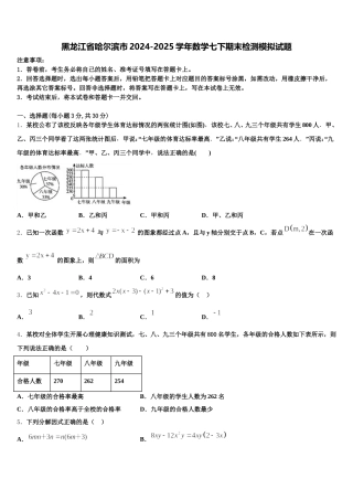 黑龙江省哈尔滨市2024-2025学年数学七下期末检测模拟试题含解析