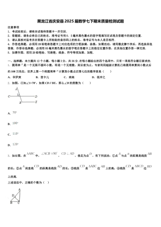 黑龙江省庆安县2025届数学七下期末质量检测试题含解析