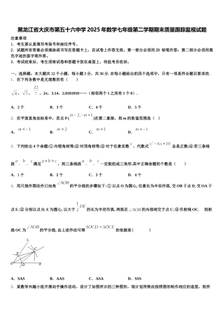 黑龙江省大庆市第五十六中学2025年数学七年级第二学期期末质量跟踪监视试题含解析