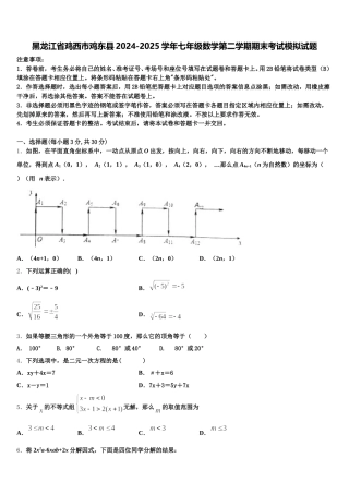 黑龙江省鸡西市鸡东县2024-2025学年七年级数学第二学期期末考试模拟试题含解析