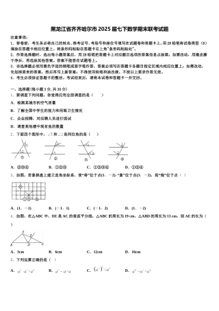 黑龙江省齐齐哈尔市2025届七下数学期末联考试题含解析