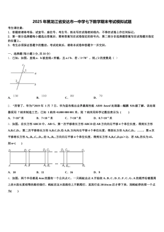 2025年黑龙江省安达市一中学七下数学期末考试模拟试题含解析