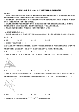 黑龙江省大庆市2025年七下数学期末经典模拟试题含解析