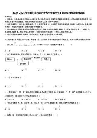 2024-2025学年哈尔滨市第六十九中学数学七下期末复习检测模拟试题含解析