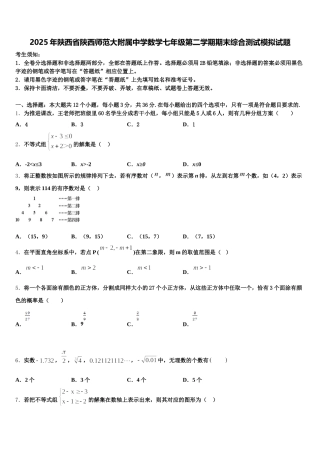 2025年陕西省陕西师范大附属中学数学七年级第二学期期末综合测试模拟试题含解析