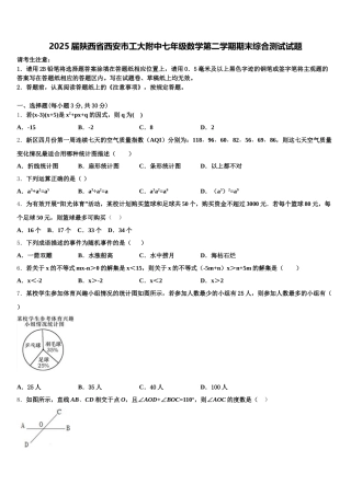 2025届陕西省西安市工大附中七年级数学第二学期期末综合测试试题含解析
