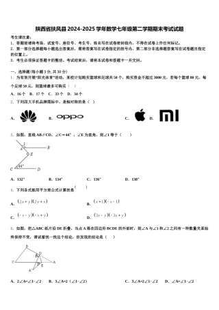 陕西省扶风县2024-2025学年数学七年级第二学期期末考试试题含解析