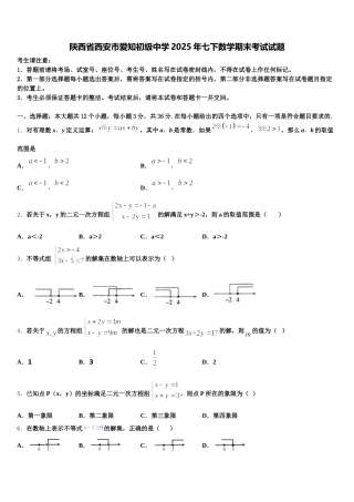 陕西省西安市爱知初级中学2025年七下数学期末考试试题含解析