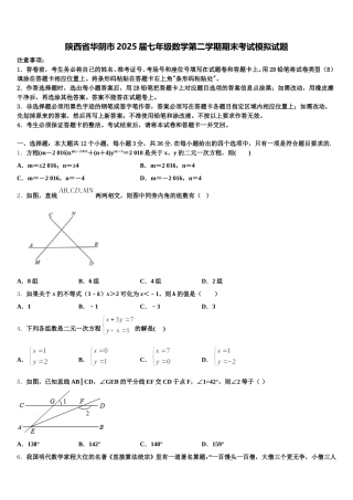 陕西省华阴市2025届七年级数学第二学期期末考试模拟试题含解析