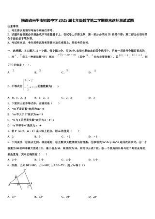陕西省兴平市初级中学2025届七年级数学第二学期期末达标测试试题含解析