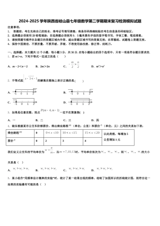 2024-2025学年陕西省岐山县七年级数学第二学期期末复习检测模拟试题含解析