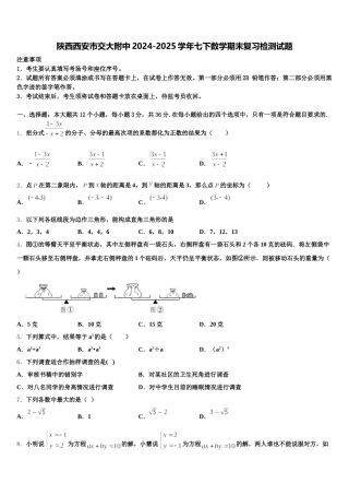 陕西西安市交大附中2024-2025学年七下数学期末复习检测试题含解析