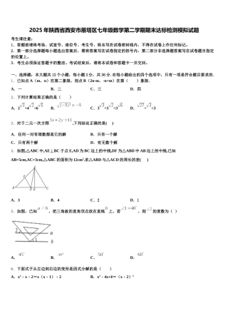 2025年陕西省西安市雁塔区七年级数学第二学期期末达标检测模拟试题含解析