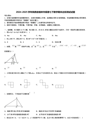2024-2025学年陕西省榆林市绥德七下数学期末达标测试试题含解析
