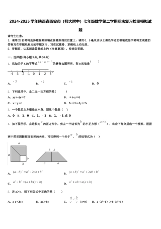 2024-2025学年陕西省西安市（师大附中）七年级数学第二学期期末复习检测模拟试题含解析