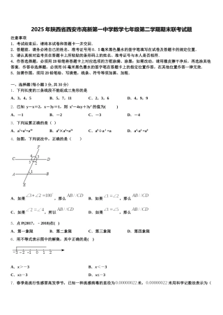 2025年陕西省西安市高新第一中学数学七年级第二学期期末联考试题含解析