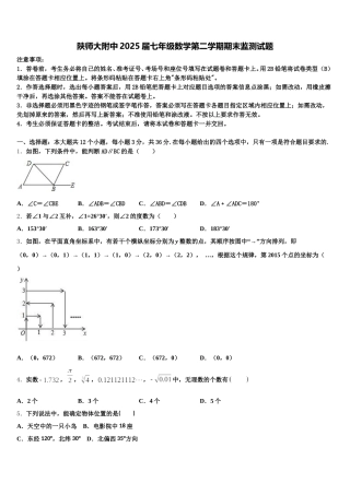 陕师大附中2025届七年级数学第二学期期末监测试题含解析