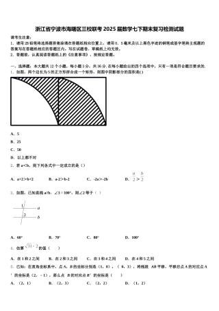 浙江省宁波市海曙区三校联考2025届数学七下期末复习检测试题含解析