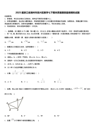 2025届浙江省湖州市吴兴区数学七下期末质量跟踪监视模拟试题含解析
