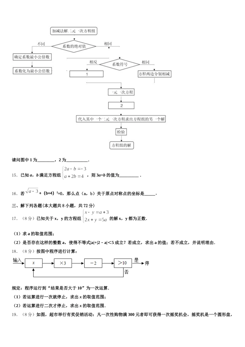 浙江省金华义乌市2024-2025学年七年级数学第二学期期末学业质量监测试题含解析_第3页