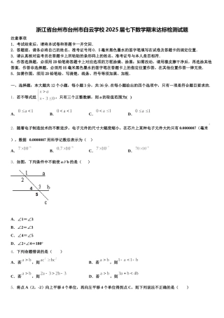 浙江省台州市台州市白云学校2025届七下数学期末达标检测试题含解析