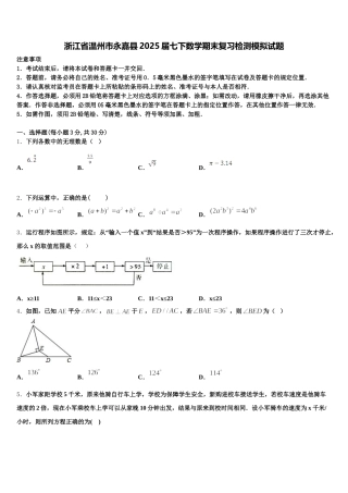 浙江省温州市永嘉县2025届七下数学期末复习检测模拟试题含解析