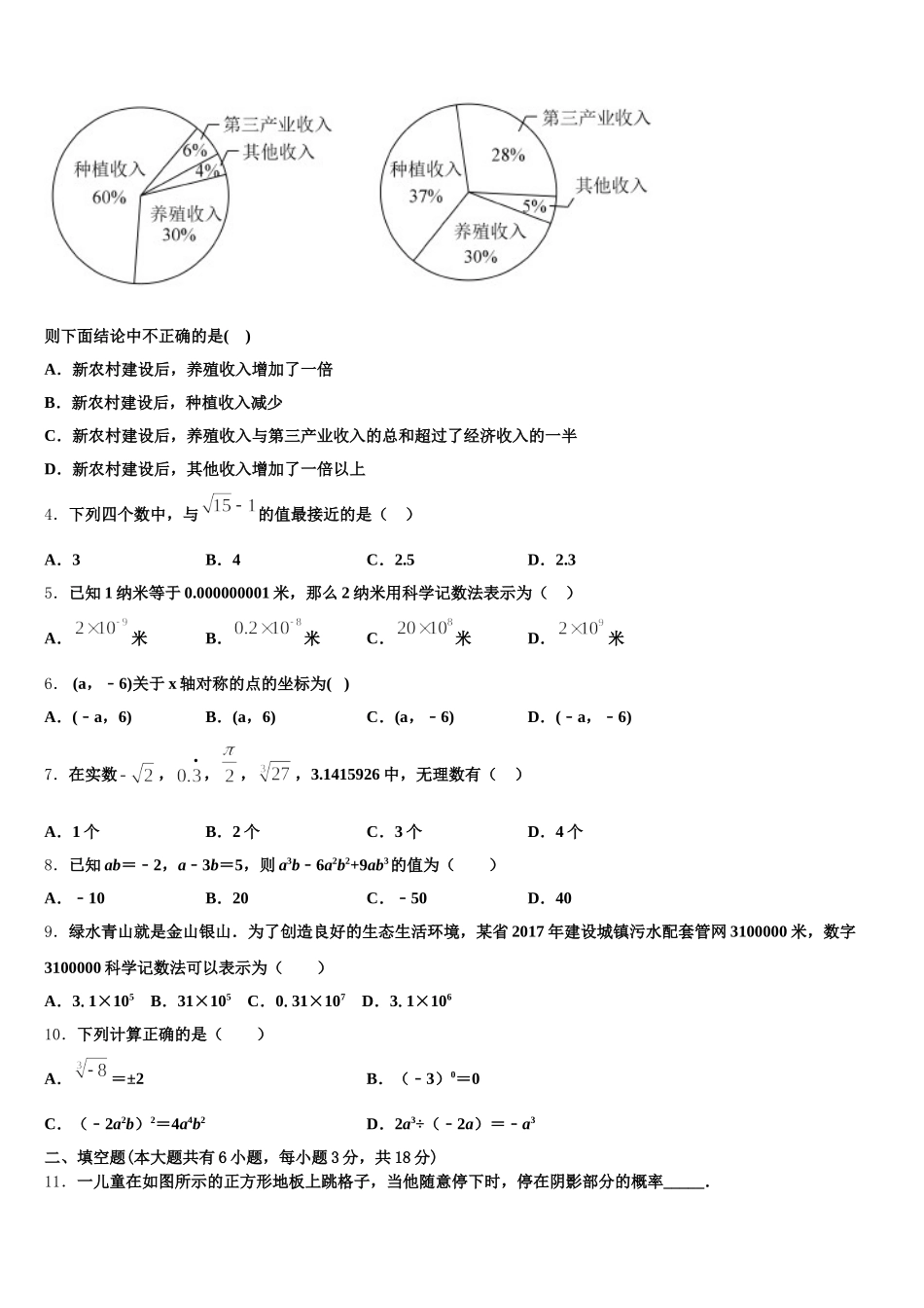 浙江省杭州西兴中学2025年七下数学期末统考模拟试题含解析_第2页