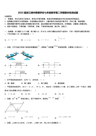 2025届浙江嵊州蒋镇学校七年级数学第二学期期末检测试题含解析