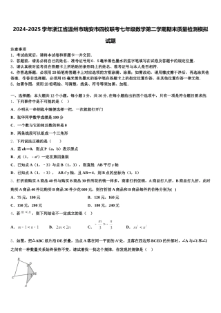 2024-2025学年浙江省温州市瑞安市四校联考七年级数学第二学期期末质量检测模拟试题含解析
