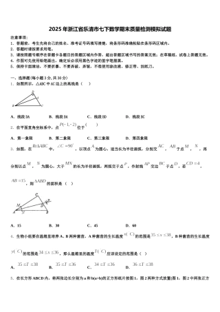 2025年浙江省乐清市七下数学期末质量检测模拟试题含解析